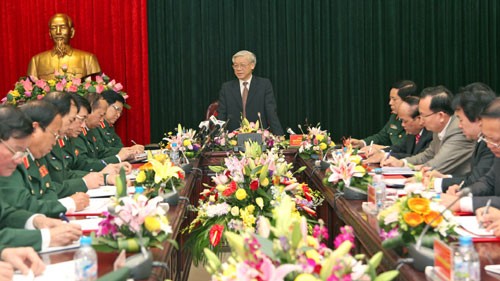 Tổng bí thư BCHTW Đảng Nguyễn Phú Trọng làm việc với Tổng cục Chính trị QĐNDVN - ảnh 1