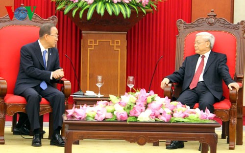 Tổng Bí thư Nguyễn Phú Trọng tiếp Tổng Thư ký Liên Hợp Quốc Ban Ki-moon - ảnh 1