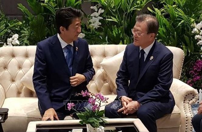 Лидеры Республики Корея и Японии провели диалог на полях 35-го саммита АСЕАН  - ảnh 1
