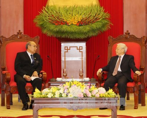 Sekjen KS PKV Nguyen Phu Trong menerima Ketua Parlemen Myanmar, Man Uyn Khai Than - ảnh 1