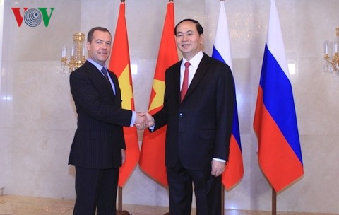 Presdien Vietnam, Tran Dai Quang melakukan pertemuan dengan PM Federasi Rusia, Dmitry Medvedev - ảnh 1