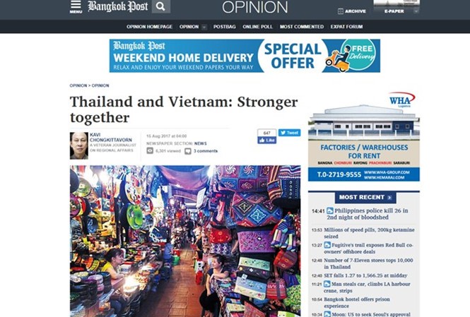 Pers Thailand memberikan penilaian positif tentang prospek hubungan dengan Vietnam sehubungan dengan kunjungan PM Vietnam Nguyen Xuan Phuc - ảnh 1