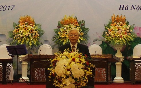  Resepsi menyambut Sekjen, Presiden Laos, Bounnhang Vorachith - ảnh 1