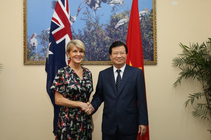 Deputi PM Trinh Dinh Dung menerima Menlu Australia Julie Bishop - ảnh 1