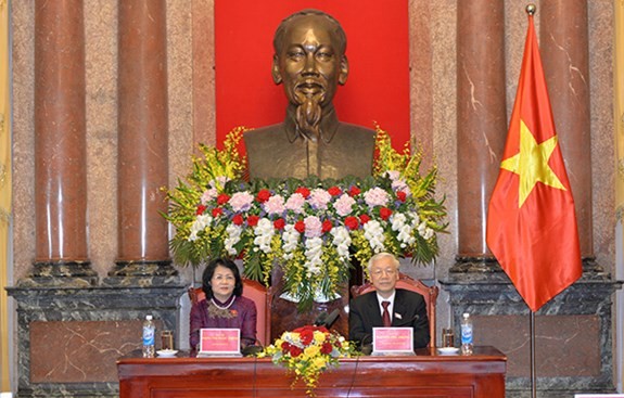 Sekjen KS PKV, Presiden Nguyen Phu Trong melakukan temu kerja dengan Kantor Kepresidenan - ảnh 1