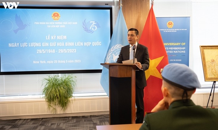 Peringatan HUT ke-75 Hari Internasional Pasukan Pemelihara Perdamaian PBB dari Vietnam dan PBB     - ảnh 1