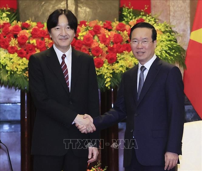 Presiden Vietnam, Vo Van Thuong dan Istri Terima Putra Mahkota Jepang dan Istri  - ảnh 1