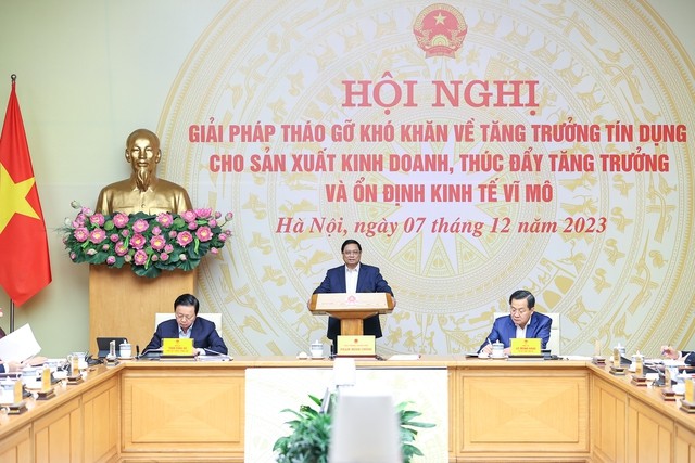PM Pham Minh Chinh Pimpin Konferensi Mengatasi Kesulitan Modal bagi Perekonomian - ảnh 1