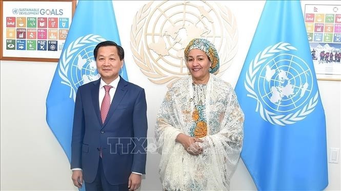 Deputi PM  Vietnam, Le Minh Khai Bertemu dengan Wakil Sekjen PBB - ảnh 1