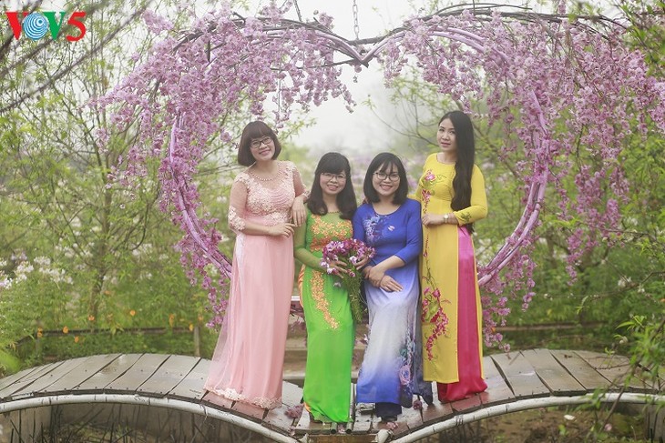 Les Vietnamiennes s’habillent en ao dài pour la fête du Têt - ảnh 2