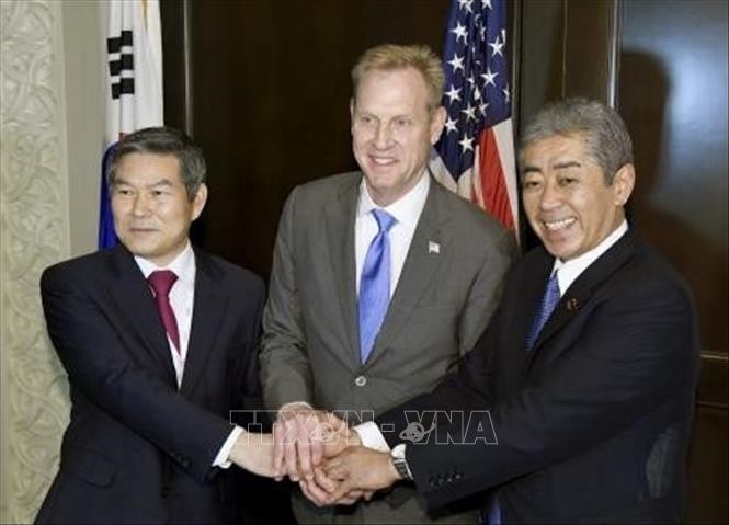 AS, Republik Korea dan Jepang mendorong upaya diplomatik denuklirisasi di Semenanjung Korea - ảnh 1