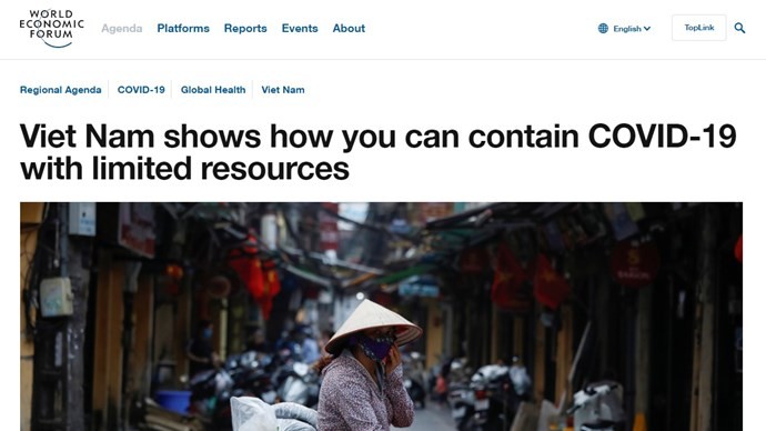 Website WEF: Vietnam  menjadi “mercusuar” dalam menhadapi wabah Covid-19 - ảnh 1