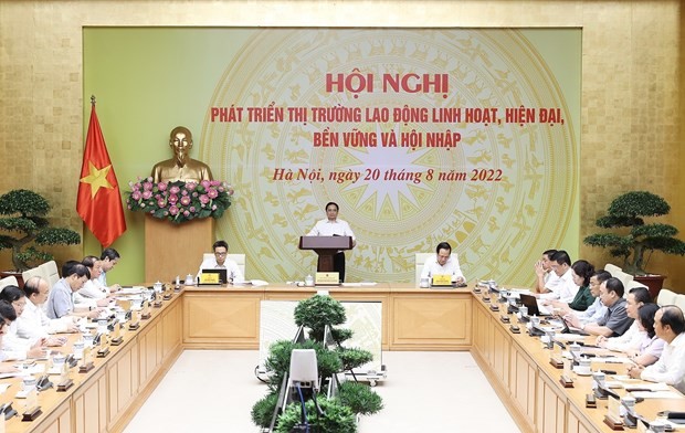 Premierminister Pham Minh Chinh leitet die Konferenz zur Entwicklung des Arbeitsmarktes - ảnh 1