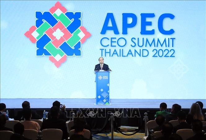 Staatspräsident Nguyen Xuan Phuc hält eine Rede beim APEC-Unternehmensgipfel 2022 - ảnh 1