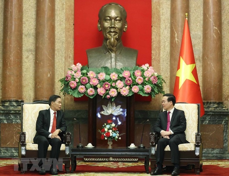 Staatspräsident Vo Van Thuong empfängt Delegation der Laotischen Front für nationalen Aufbau - ảnh 1