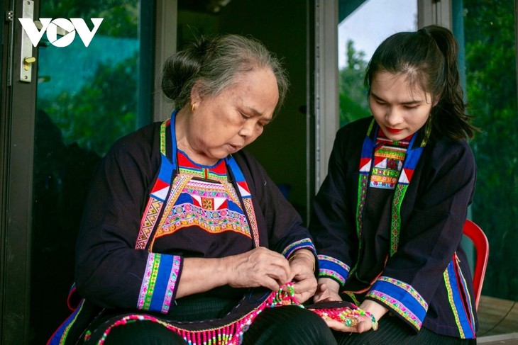 까오방성 몽댄족 여성들의 독특한 전통 의상 - ảnh 2