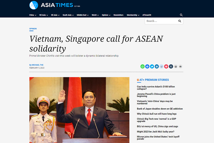 Koran Asiatimes: Kerja Sama Vietnam-Singapura Turut Dorong Solidaritas ASEAN - ảnh 1