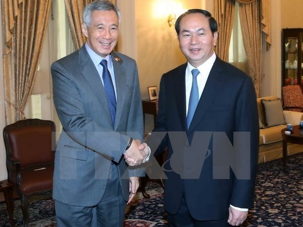 越南国家主席陈大光会见新加坡总理李显龙 - ảnh 1