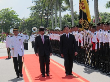 President Truong Tan Sang holds talks with Brunei Sultan Hassanal Bolkiah   - ảnh 1