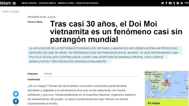 Argentina media hails Vietnam’s renewal process - ảnh 1