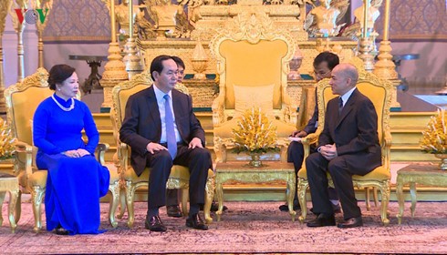 President Tran Dai Quang holds talks with Cambodian King Norodom Sihamoni - ảnh 1