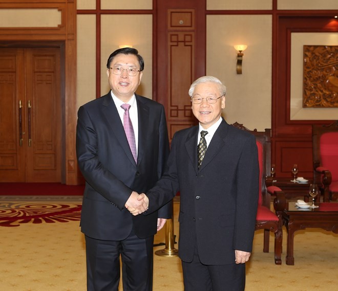 Party chief welcomes Chinese legislative leader  - ảnh 1