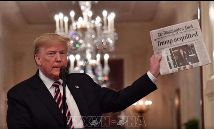 President Trump celebrates victory after impeachment acquittal - ảnh 1