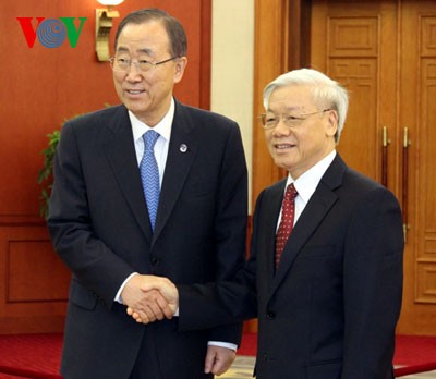 Message de remerciement de Nguyen Phu Trong à Ban Ki-moon - ảnh 1