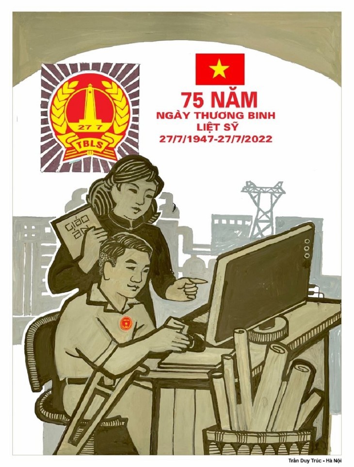 Affiches sur le 75e anniversaire de la Journée des Invalides de guerre et des Morts pour la Patrie - ảnh 15