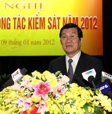 Presiden Truong Tan Sang menghadiri Konferensi penggelaran tugas tahun 2012 Instansi Kejaksaan Rakyat. - ảnh 1