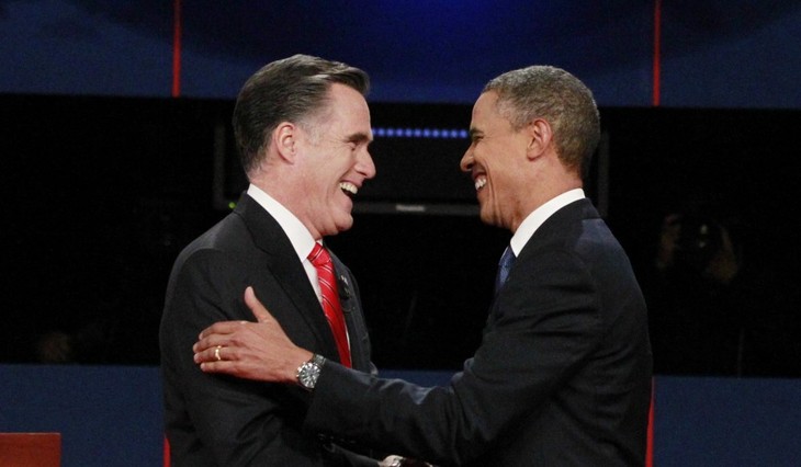 Dua calon presiden Amerika Serikat untuk pertama kalinya melakukan perdebatan di depan layar televisi. - ảnh 1