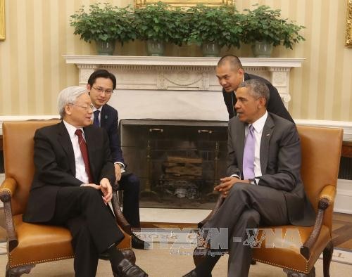 Pers internasional meliput secara menonjol kunjungan Sekjen Nguyen Phu Trong di AS - ảnh 1
