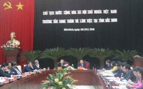 Presiden Truong Tan Sang melakukan kunjungan kerja di provinsi Bac Ninh - ảnh 1