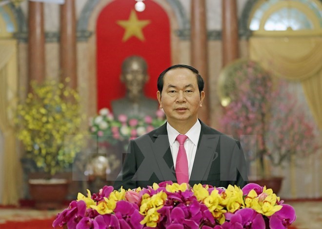 Ucapan selamat Hari Raya Tet dari Presiden Tran Dai Quang - ảnh 1
