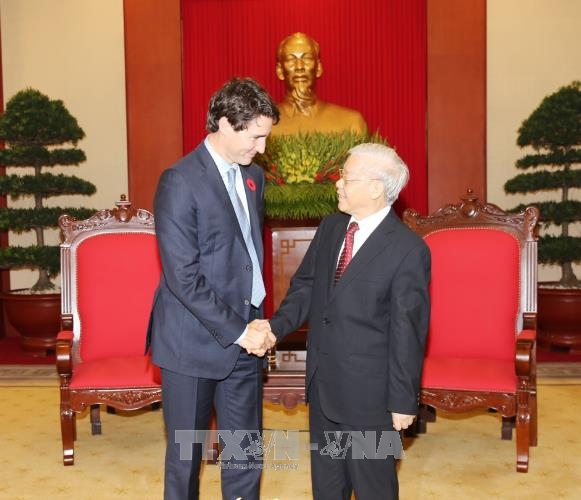 Sekjen Nguyen Phu Trong menerima PM Kanada, Justin Trudeau - ảnh 1