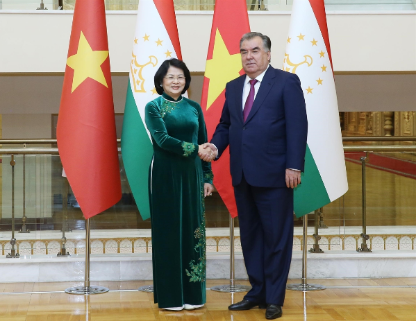 Wakil Presiden Dang Thi Ngoc Thinh melakukan kontak bilateral dengan pimpinan banyak negara di Tajikistan - ảnh 1