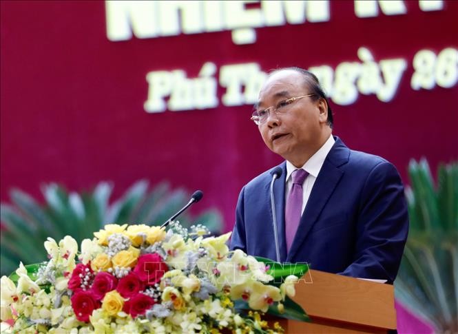 PM Nguyen Xuan Phuc menghadiri Kongres ke-19 Organisasi Partai Komunis Viet Nam Provinsi Phu Tho - ảnh 1