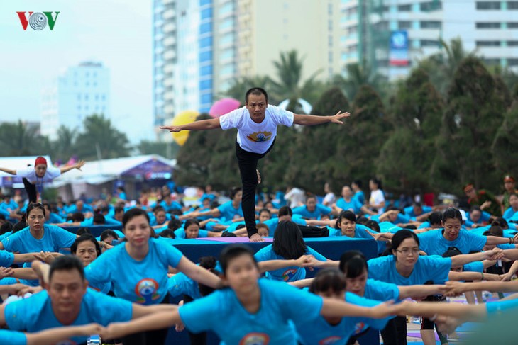 Localidades vietnamitas responden al Día Internacional del Yoga  - ảnh 1