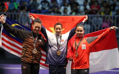 Wushu vietnamita gana dos medallas de oro en sus primeras competencias en Seagames 29 - ảnh 1