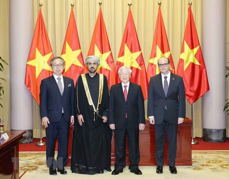Máximo dirigente vietnamita recibe a nuevos embajadores extranjeros - ảnh 1