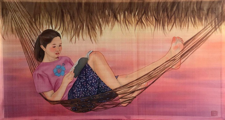 La lectura y los lectores en pinturas sobre seda de Thanh Luu - ảnh 12