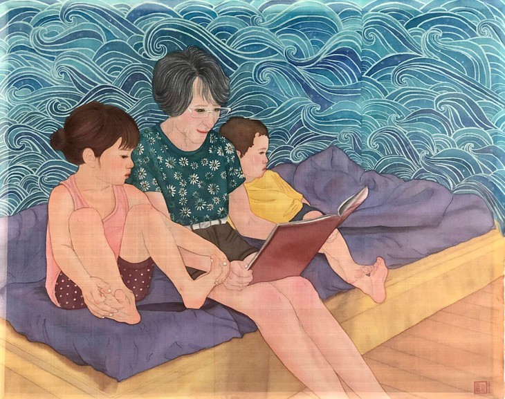 La lectura y los lectores en pinturas sobre seda de Thanh Luu - ảnh 14
