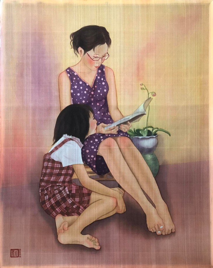 La lectura y los lectores en pinturas sobre seda de Thanh Luu - ảnh 15