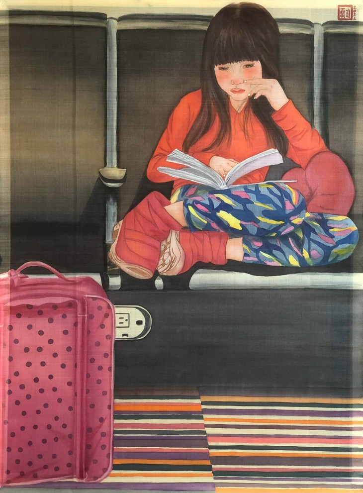 La lectura y los lectores en pinturas sobre seda de Thanh Luu - ảnh 20