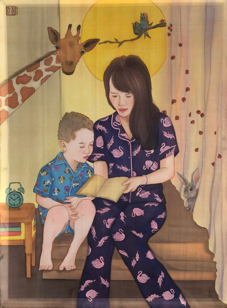 La lectura y los lectores en pinturas sobre seda de Thanh Luu - ảnh 22