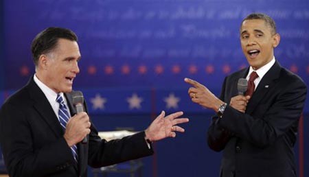 Perdebatan terakhir antara Presiden Barack Obama dan lawannya Mitt Romney tentang politik luar negeri Amerika Serikat - ảnh 1