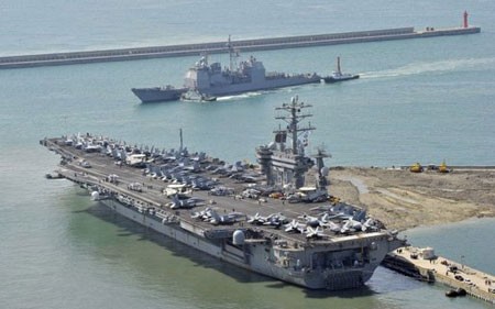 RDR Korea mengecam Amerika Serikat  yang mengerahkan kapal induk untuk ikut dalam latihan perang dengan Republik Korea - ảnh 1