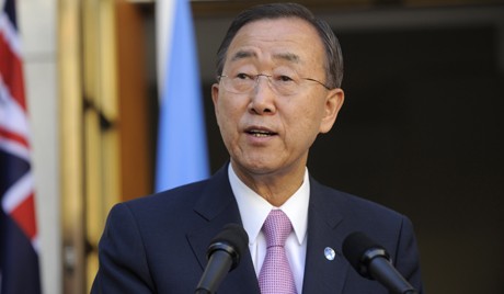 Sekjen PBB Ban Ki-moon mengimbau perdamaian di Timur Tengah. - ảnh 1
