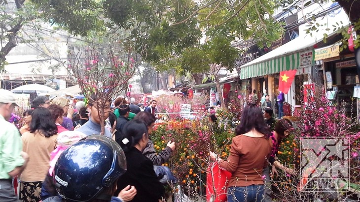 Pasar-pasar bunga di kota Hanoi pada saat Hari Raya Tet - ảnh 1
