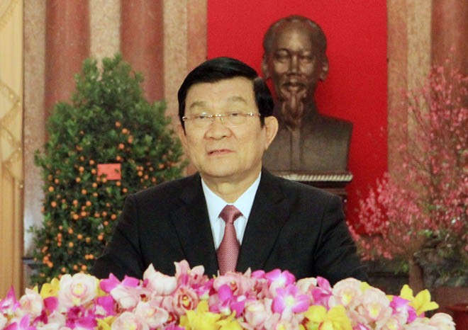 Ucapan selamat Tahun Baru  Presiden Vietnam Truong Tan Sang - ảnh 1